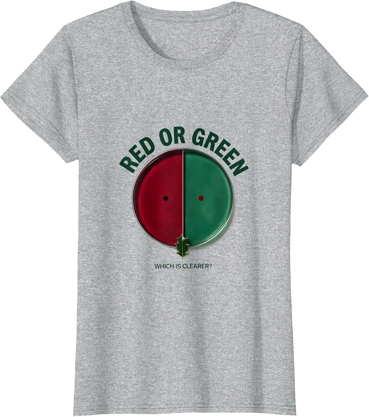Red Or Green, Which Is Clearer? Funny Optometrist Christmas T-Shirt - Heather Grey