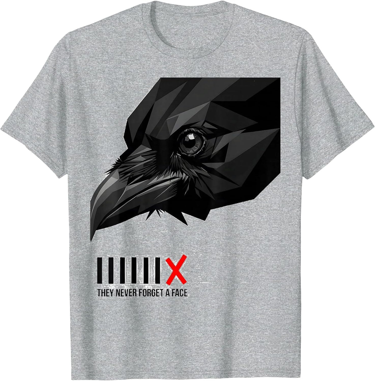 Men's They Never Forget A Face Funny Crow Meme Raven Lover Humor T-Shirt - Heather Grey