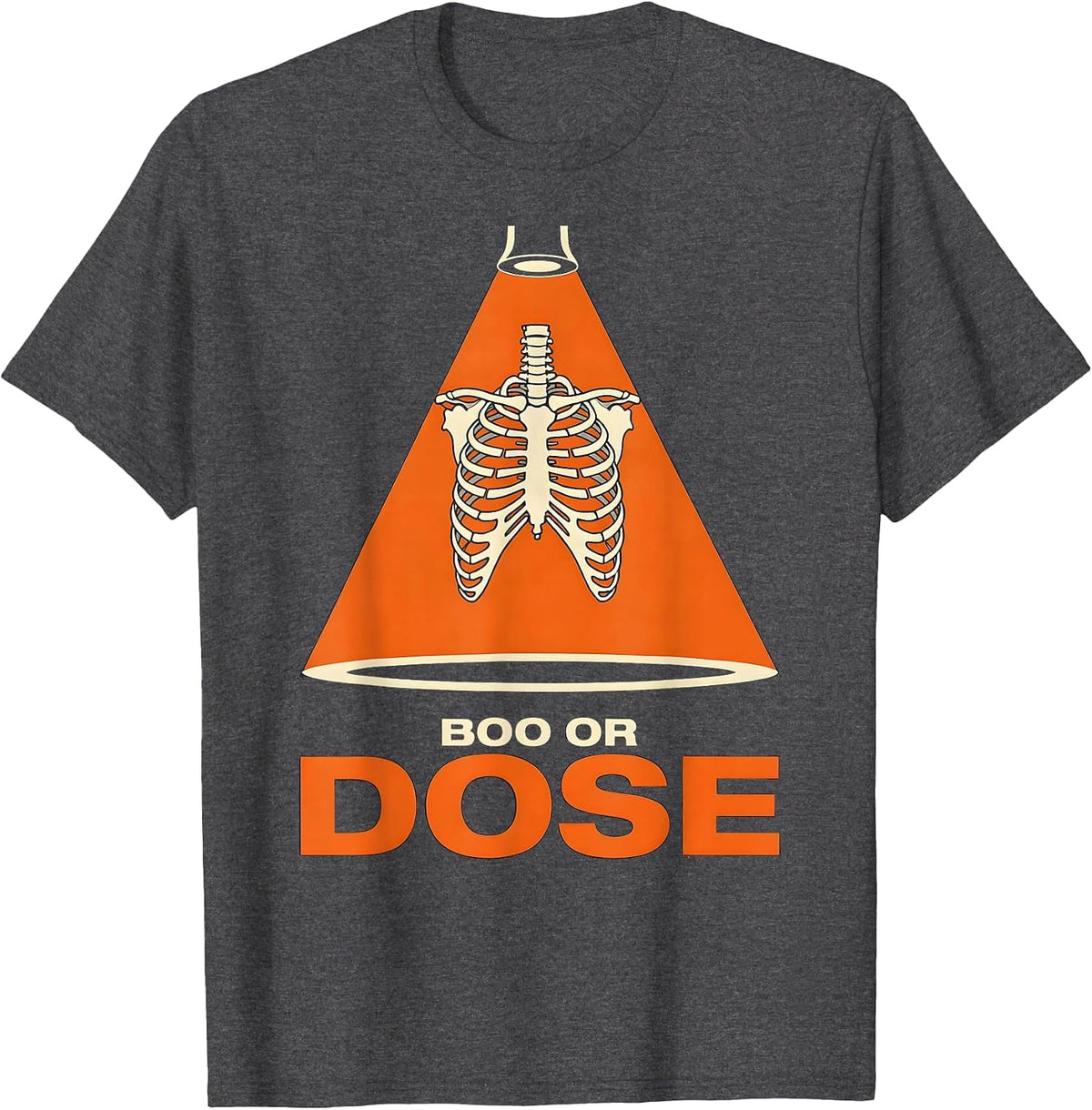 Men's Boo Or Dose Stencil Graphic Radiology Tech Halloween T-Shirt - Dark Heather Grey