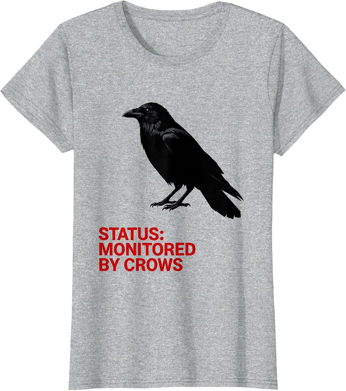 Women's Status Monitored By Crows Dark Humor Crow Obsession Gothic T-Shirt - Heather Grey