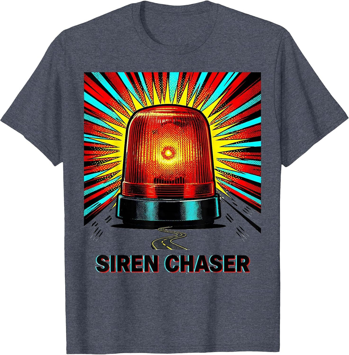 Siren Chaser Pop Art EMS Paramedic EMT Gift T-Shirt - Heather Blue