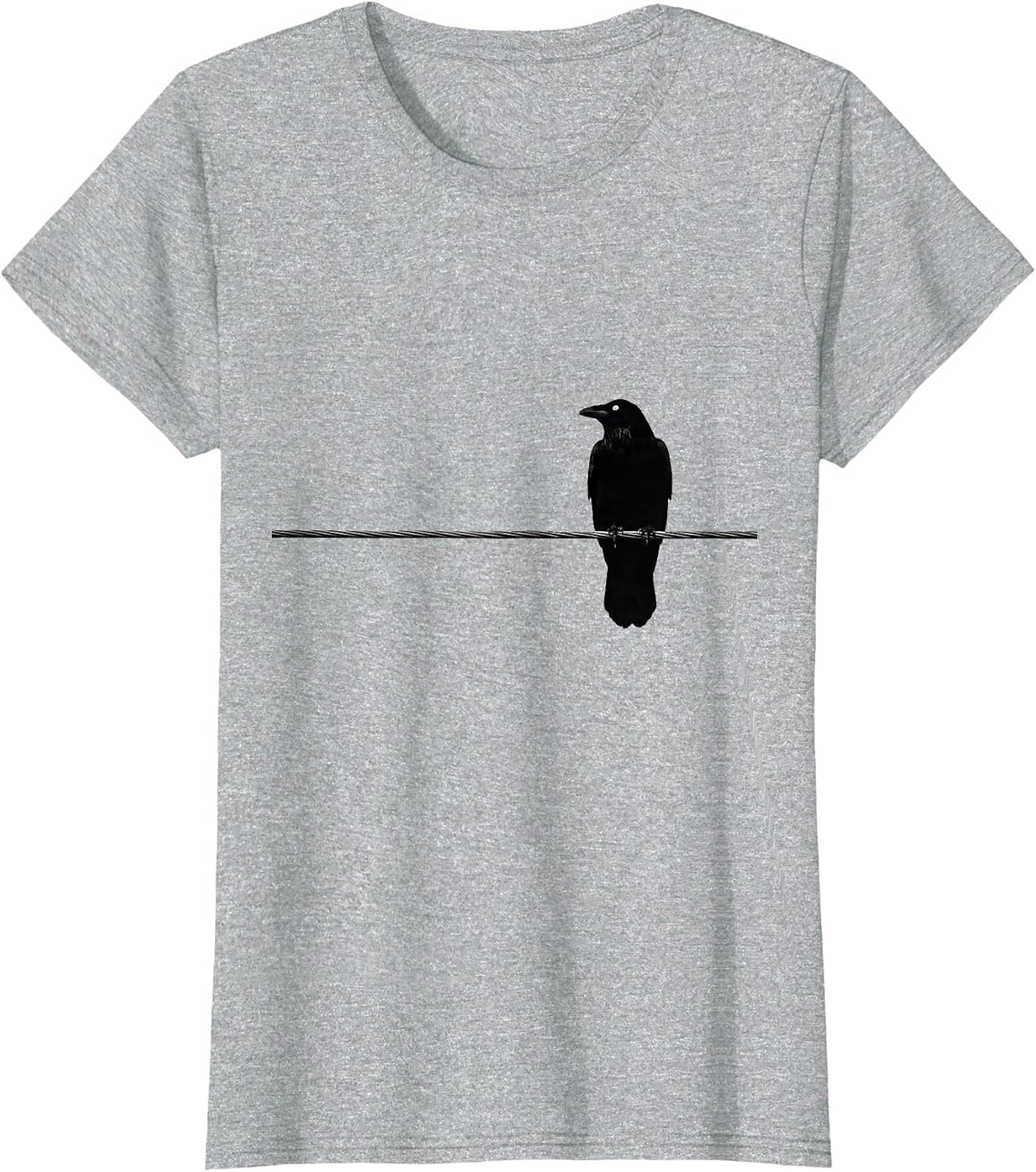 Minimalist Crow Gothic Humor Dark Novelty T-Shirt - Heather Grey