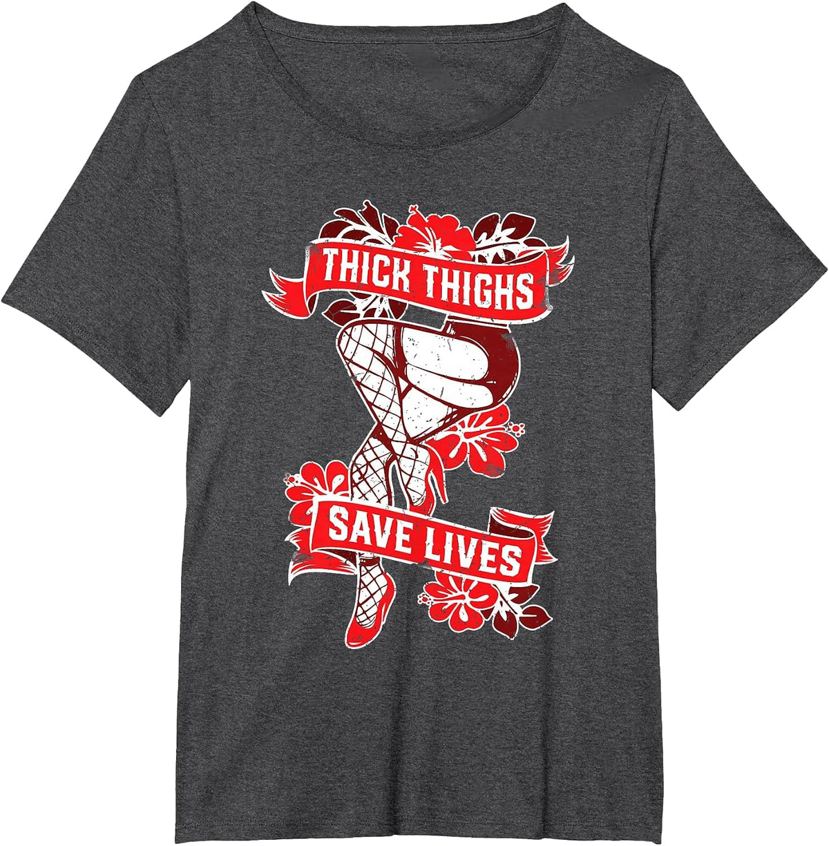 Thick Thighs Save Lives Gym Humor Funny Fitness T Shirt T-Shirt - Dark Heather Grey