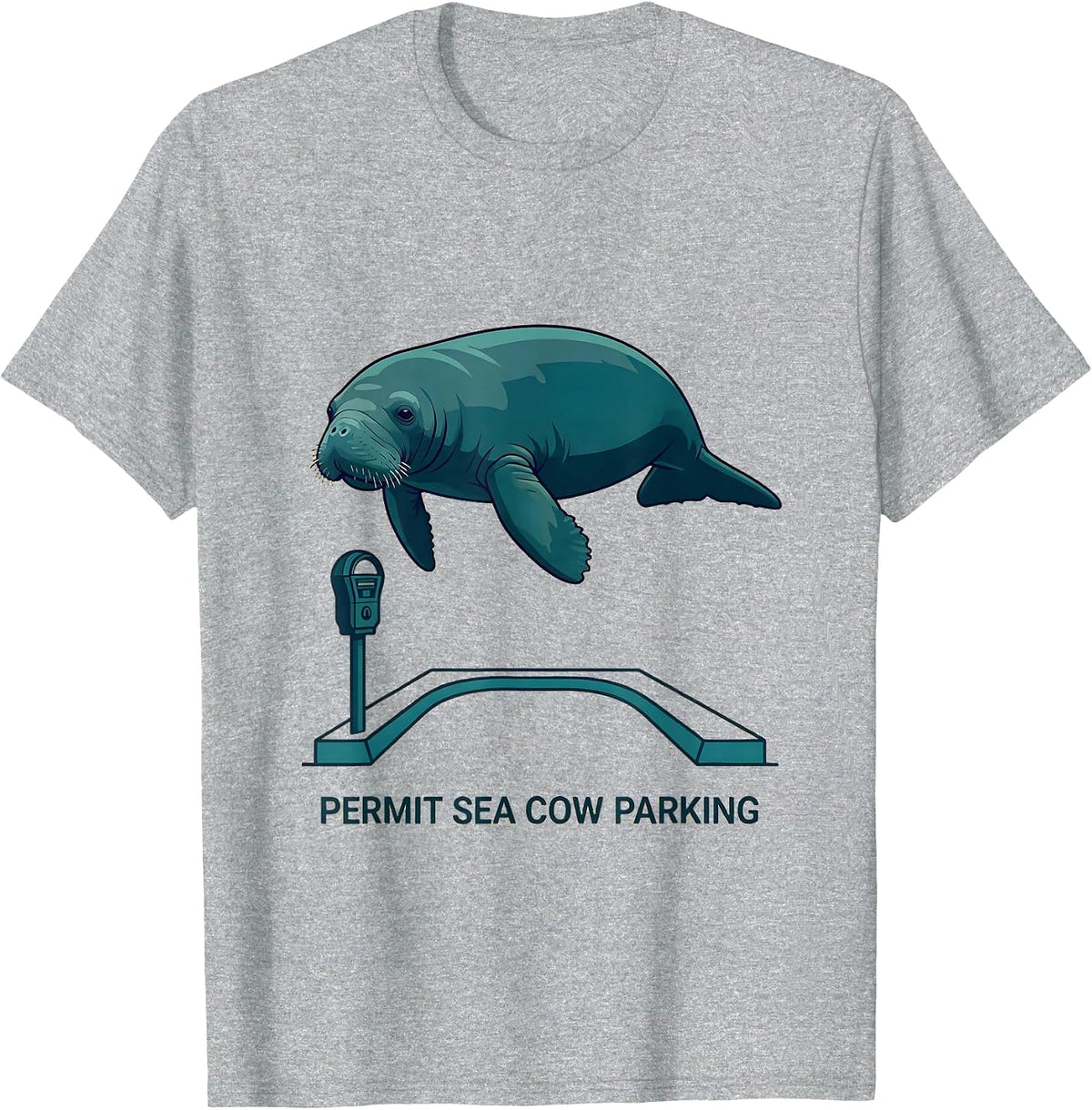 Men's Permit Sea Cow Parking Funny Manatee Wildlife Lover Gift T-Shirt - Heather Grey