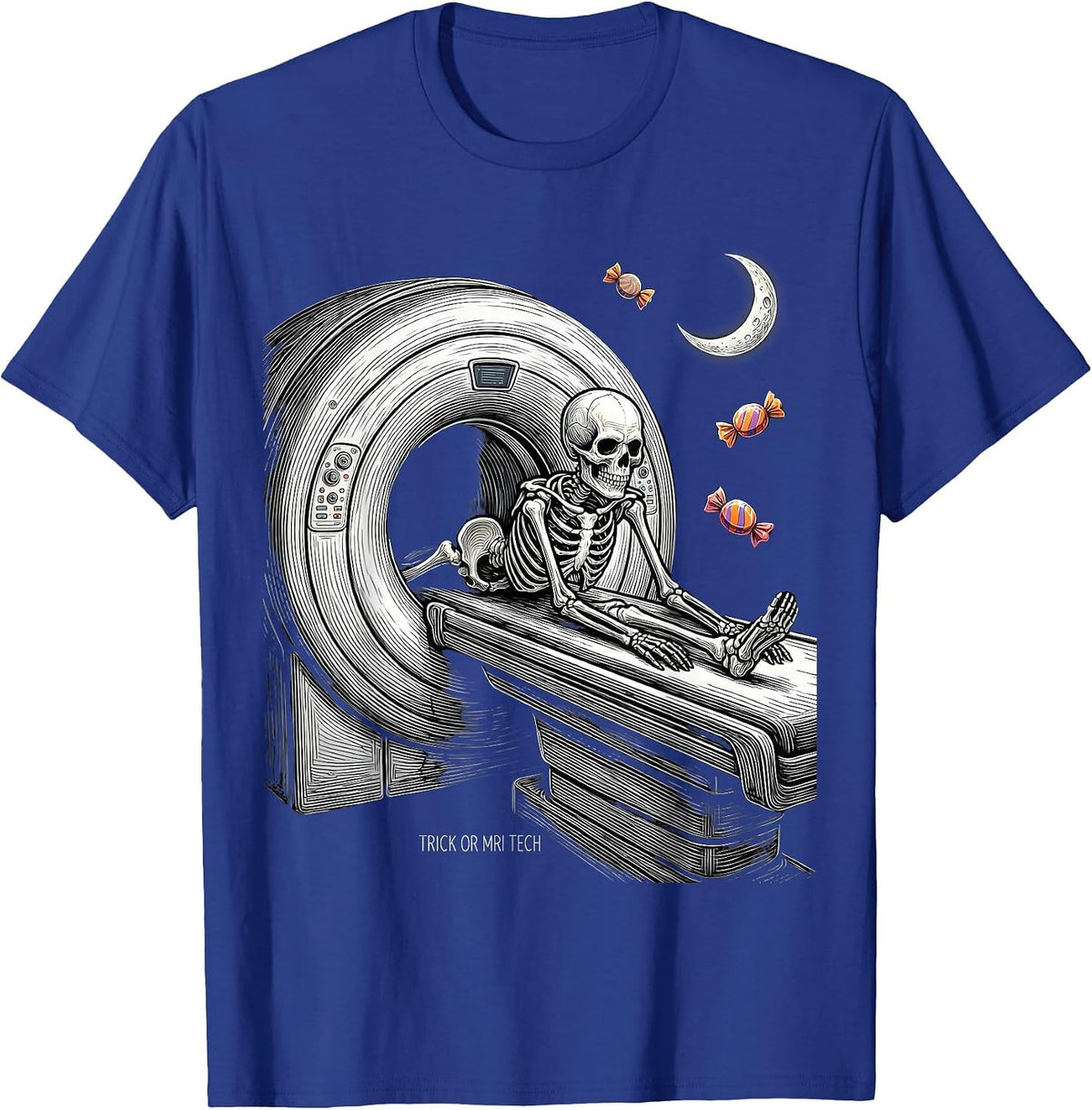 Men's Trick Or MRI Tech Funny Radiology Tech Halloween Humor T-Shirt - Royal Blue