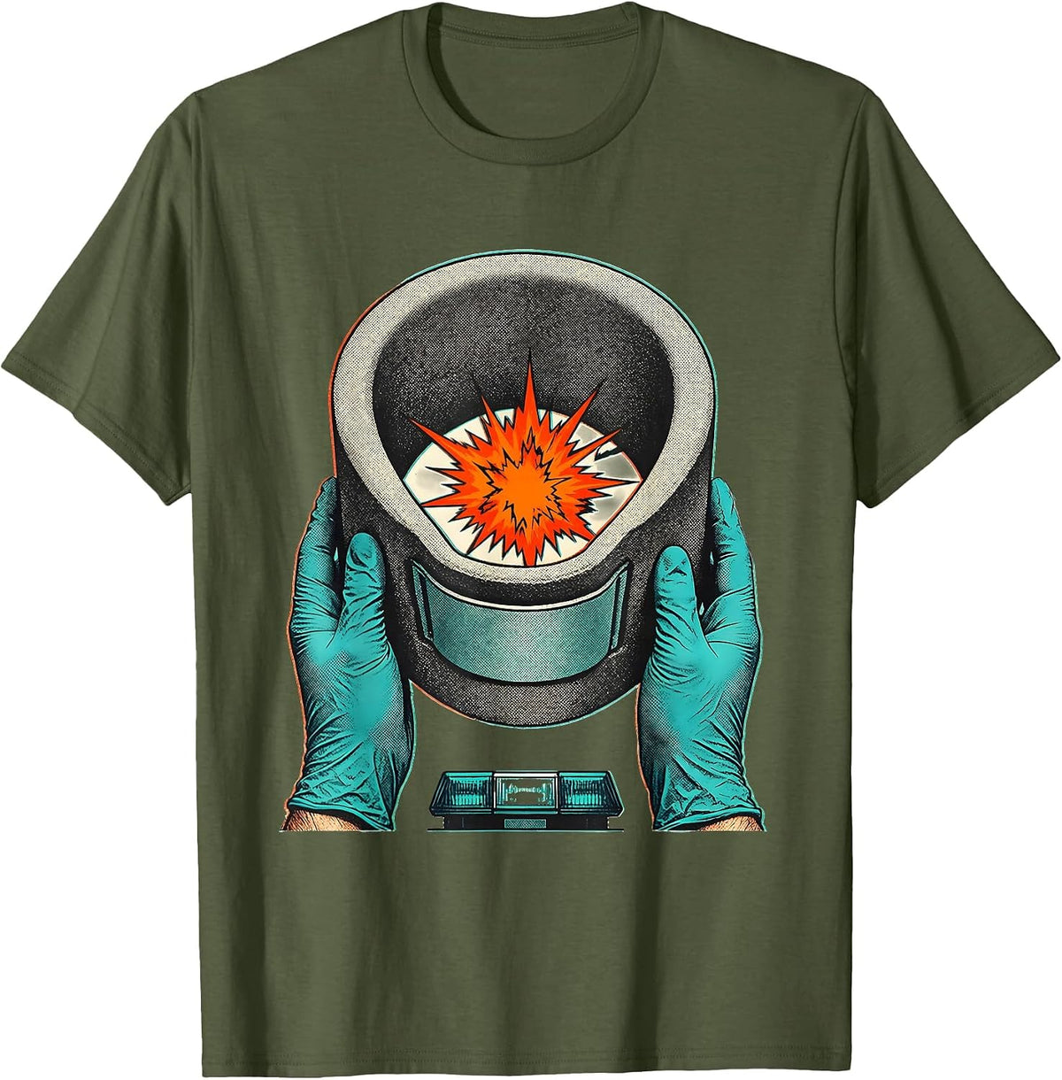 Men's EMT Cervical Collar Calm Paramedic Humor T-Shirt - Olive Green