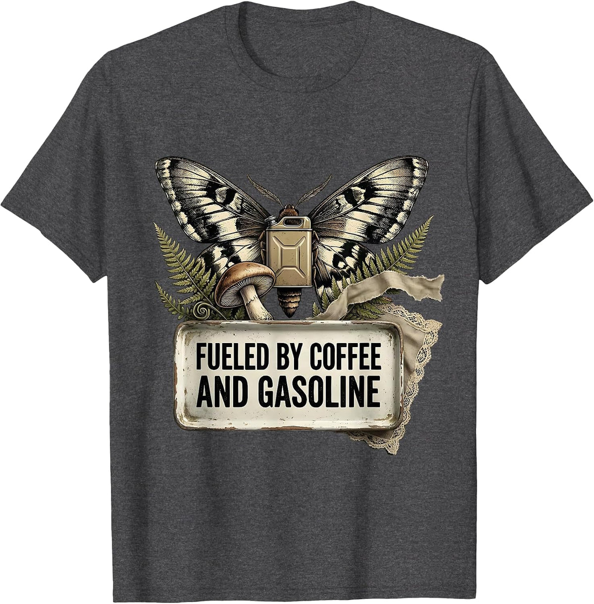 Fueled by Coffee and Gasoline Car Enthusiast Design T-Shirt - Dark Heather Grey