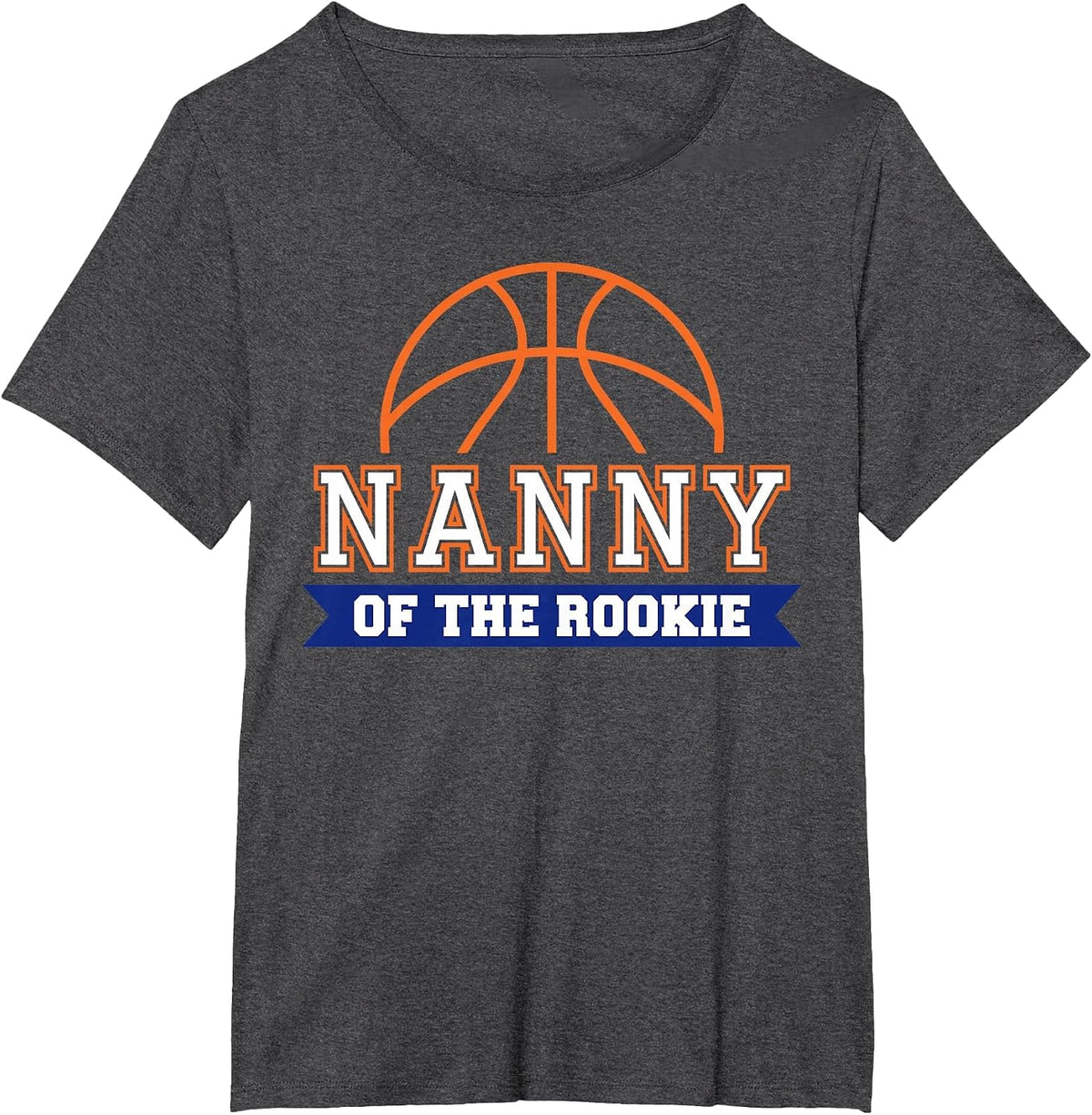 Nanny of Rookie 1st Birthday Basketball Theme Matching Party T-Shirt - Dark Heather Grey