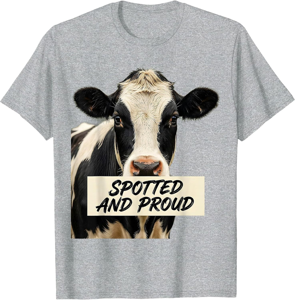 Men's Spotted and Proud Cow Lover Graphic Design T-Shirt - Heather Grey