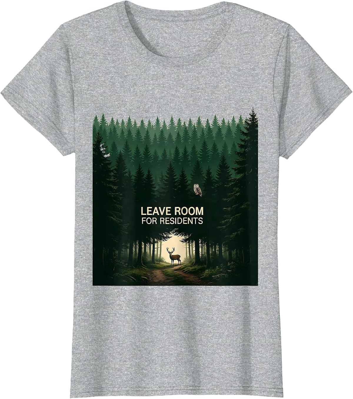 Leave Room For Residents Vintage Forest Wildlife Nature T-Shirt - Heather Grey