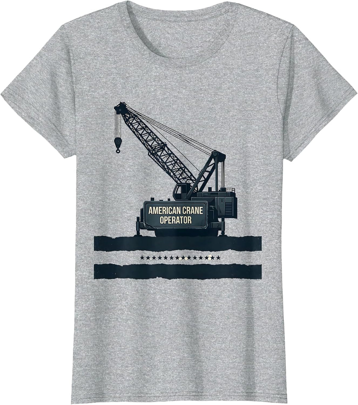 American Crane Operator Monochromatic Trade Pride T-Shirt - Heather Grey