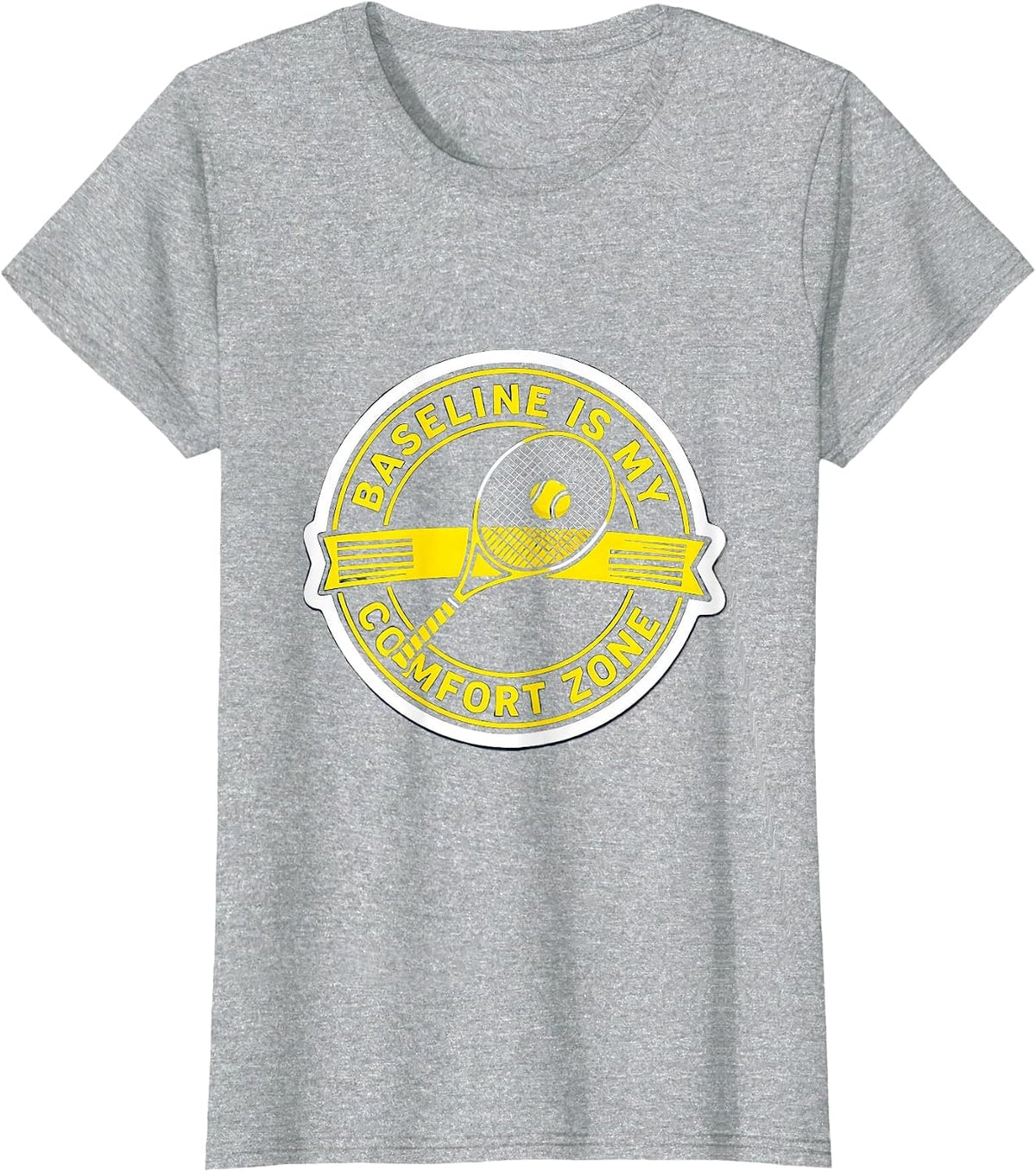 Baseline Is My Comfort Zone Tennis Design T-Shirt - Heather Grey