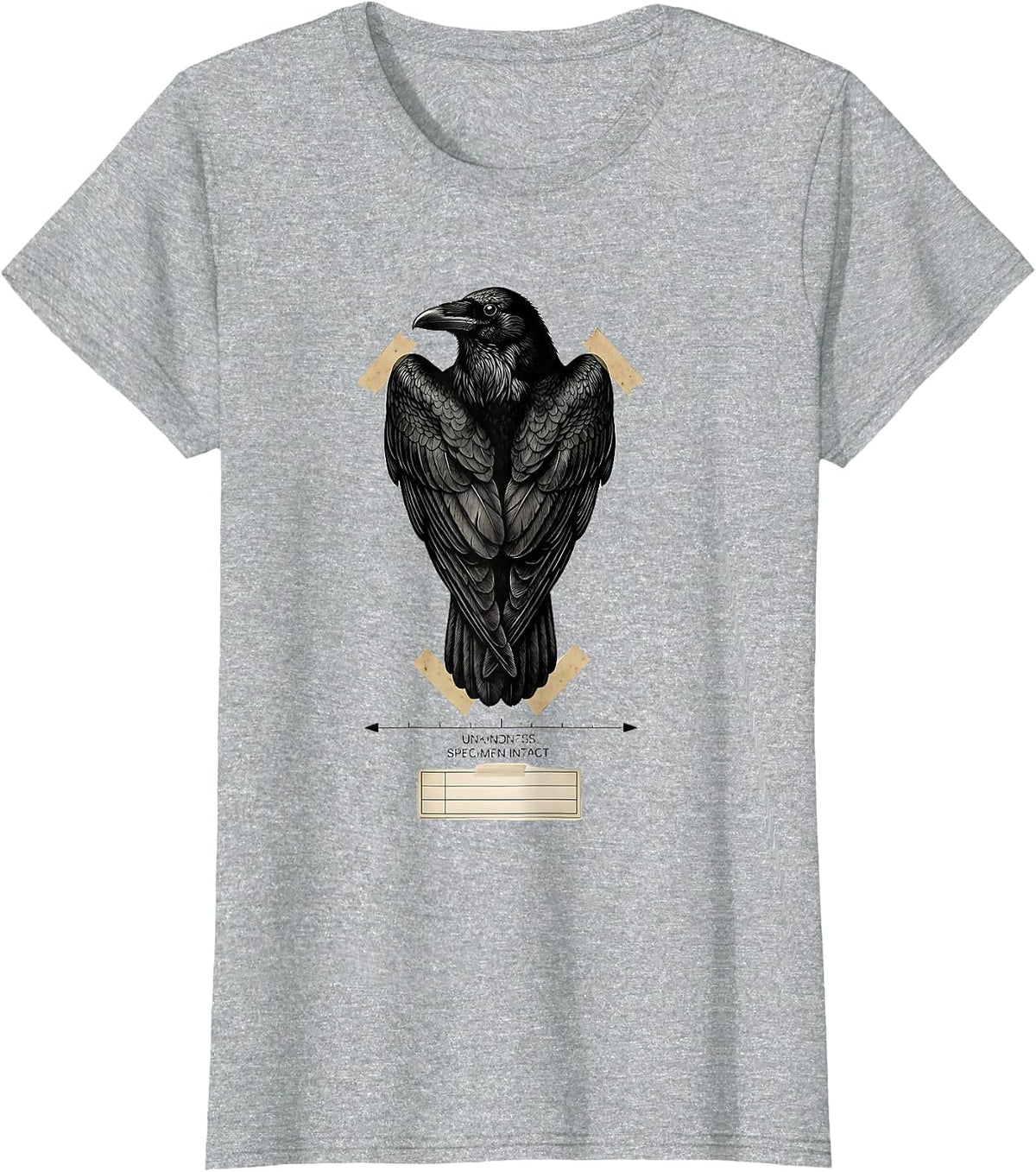 Women's Unkindness Specimen Intact Botanical Dark Humor Crow Lover T-Shirt - Heather Grey