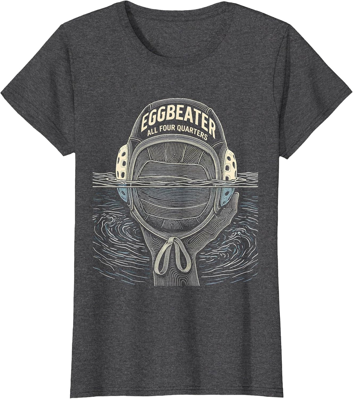 Women's Eggbeater All Four Quarters Funny Water Polo Player Humor T-Shirt - Dark Heather Grey