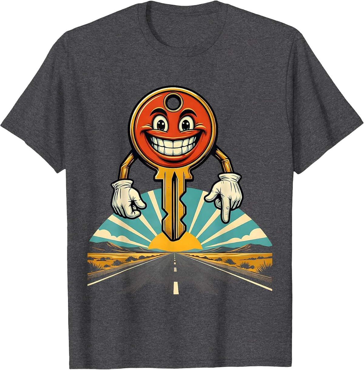 Men's Car Key Open Road Valley Forge Automotive Graphic T-Shirt - Dark Heather Grey