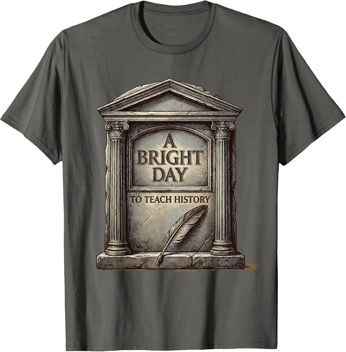 Men's A Bright Day To Teach History Funny Retro Groovy History T-Shirt - Asphalt Grey