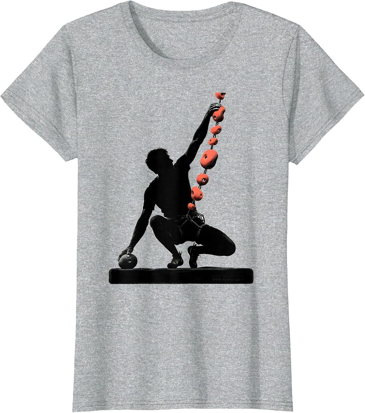 Climber Silhouette Bouldering Humor Rock Climbing Gift T-Shirt - Heather Grey