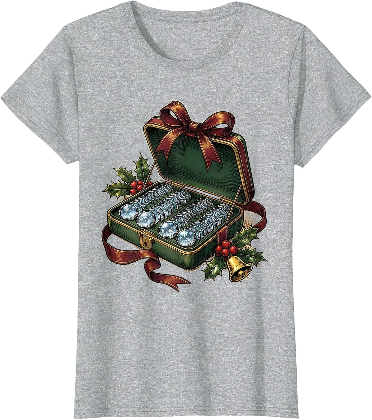 Trial-Lens Case Christmas Optometrist Eye Exam Humor T-Shirt - Heather Grey