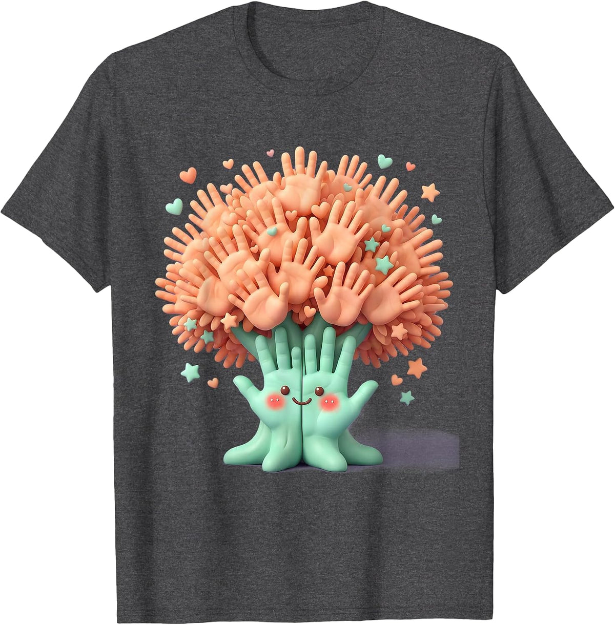 Men's Preschool Teacher Handprint Tree Graphic T-Shirt - Dark Heather Grey