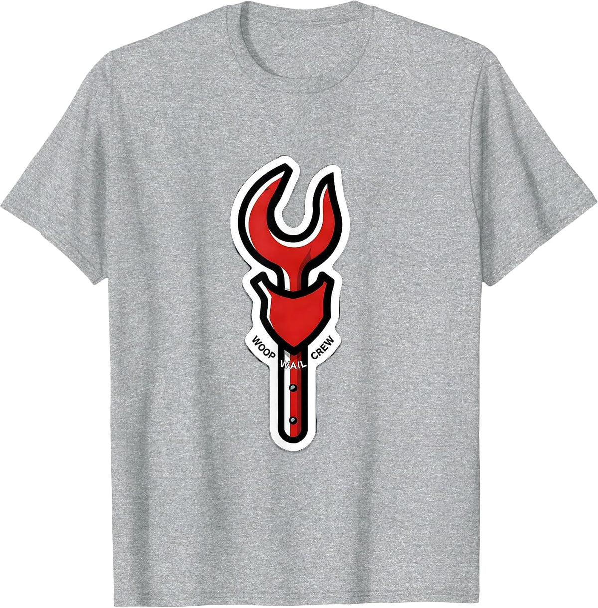 Men's Woop Wail Crew Funny Firefighter Humor Memorial Tribute T-Shirt - Heather Grey