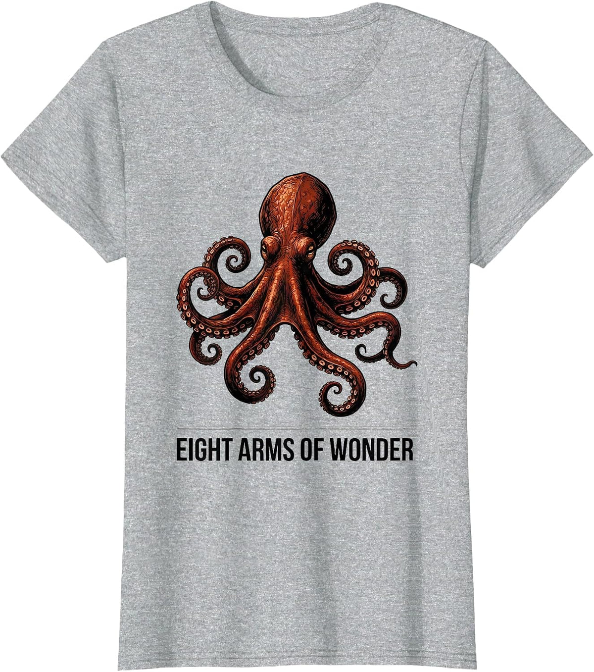 Eight Arms Of Wonder Octopus Lover Ocean Creature T-Shirt - Heather Grey