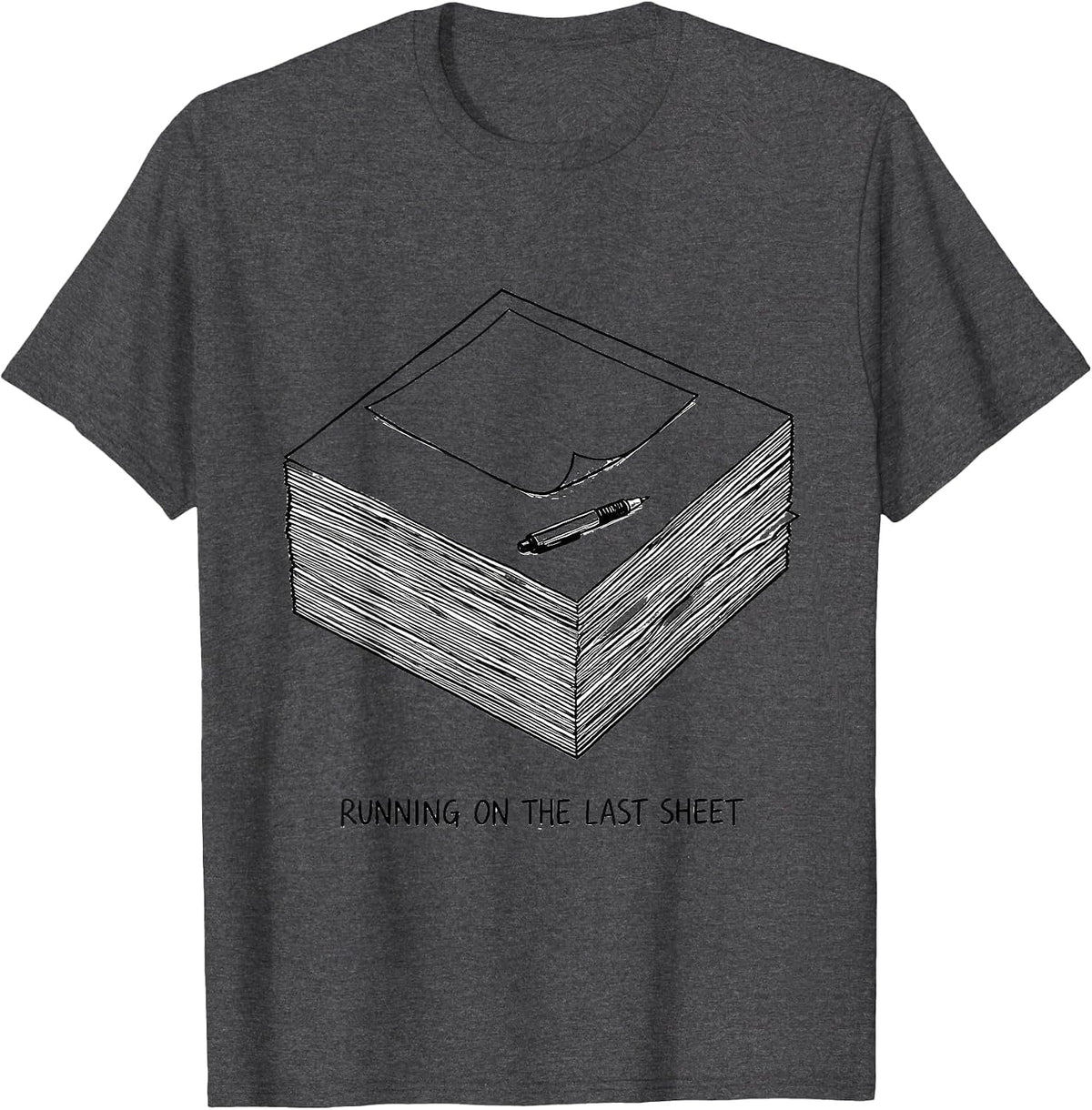 Running On The Last Sheet Funny Sarcastic Teacher Back T-Shirt - Dark Heather Grey
