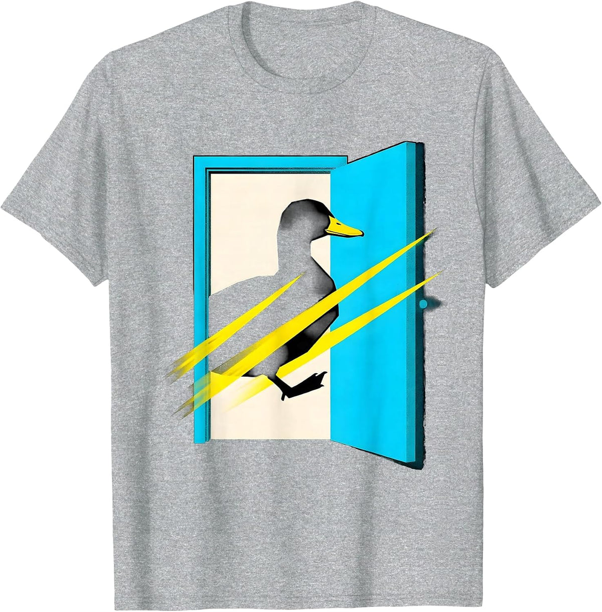 Men's Geometric Duck Silhouette Funny Duck Lover Novelty Humor T-Shirt - Heather Grey