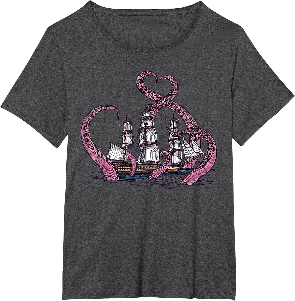 Cute Octopus Shirt Vintage Tshirt Sea Monster Kraken Cthulhu T-Shirt - Dark Heather Grey