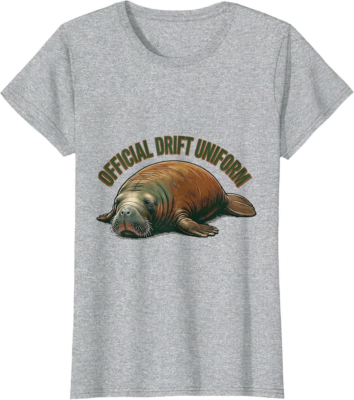 Women's Official Drift Uniform Vintage Manatee Sea Cow Wildlife T-Shirt - Heather Grey