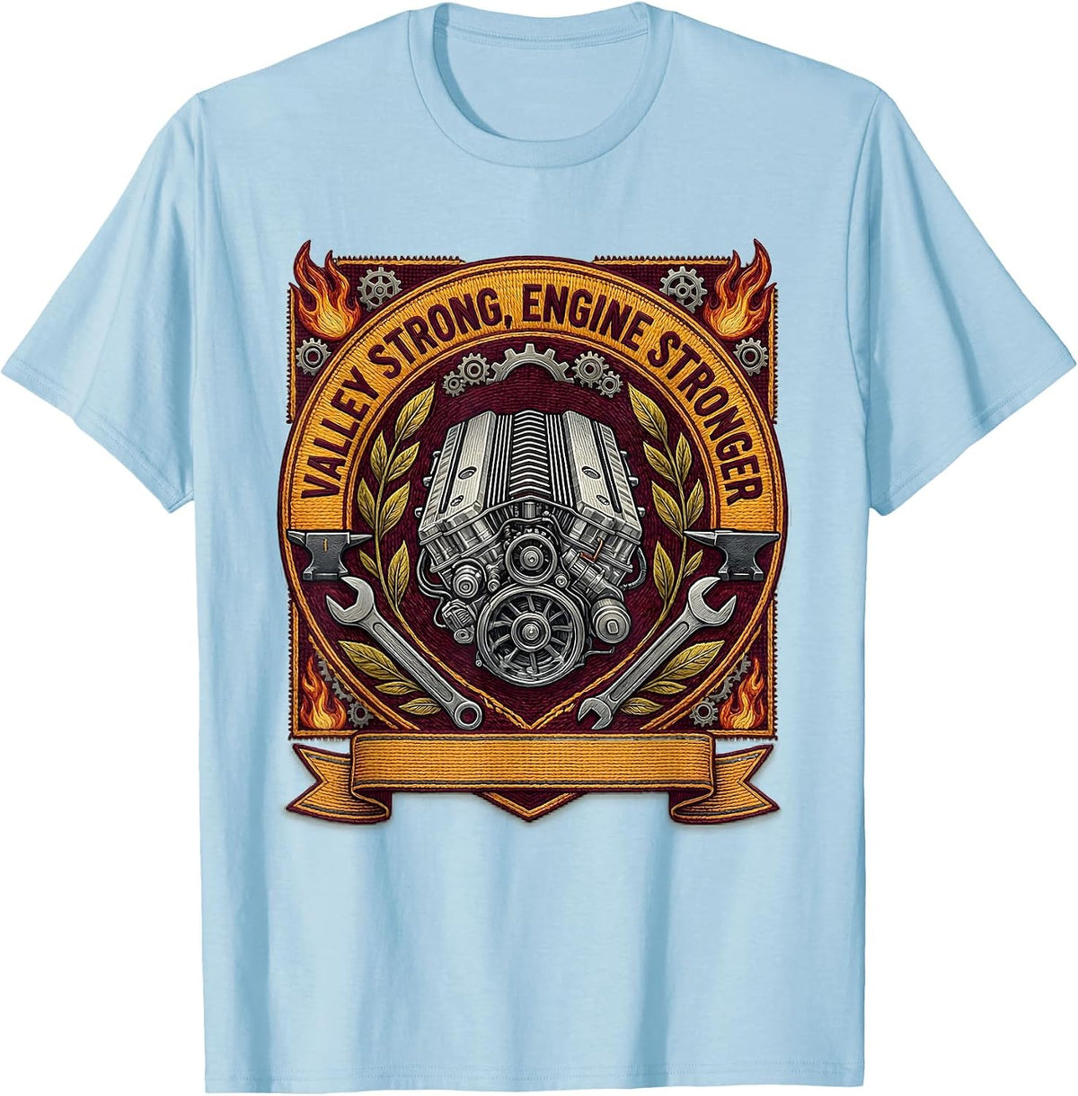 Men's Valley Forge Valley Strong Engine Stronger Design T-Shirt - Baby Blue