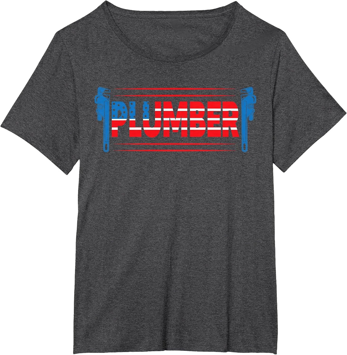 Plumber Patriotic USA American Flag T-Shirt - Dark Heather Grey