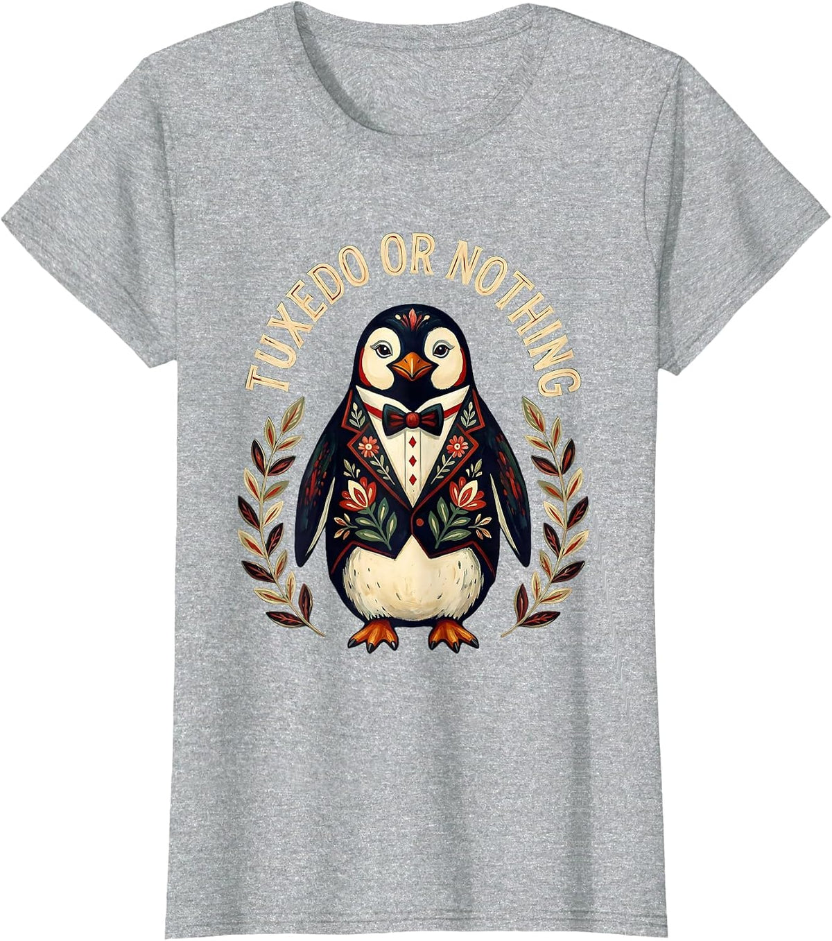 Tuxedo or Nothing Formal Style Design T-Shirt - Heather Grey