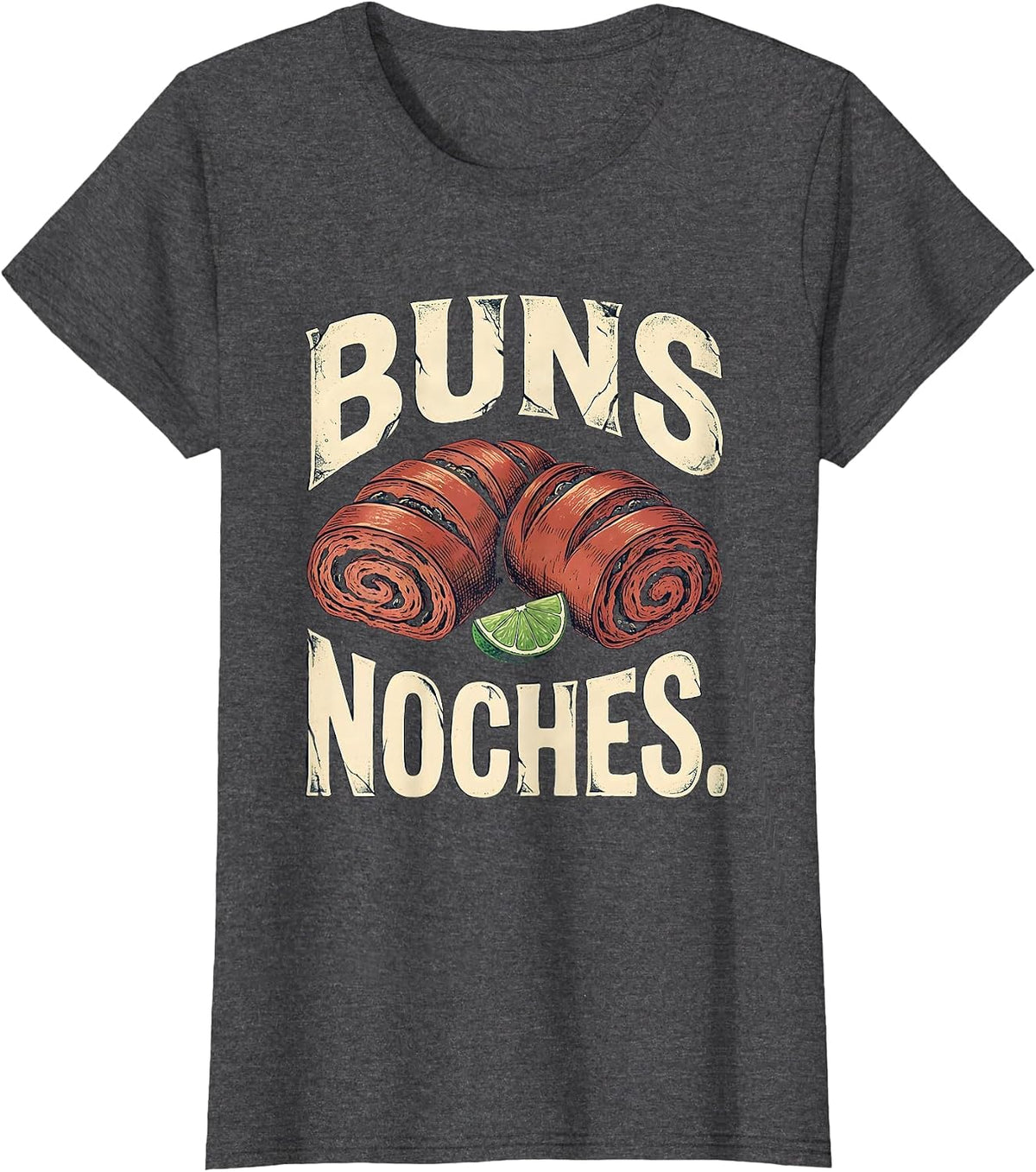 Women's Buns Noches Vintage Cinco De Mayo Spanish Pun Party Humor T-Shirt - Dark Heather Grey