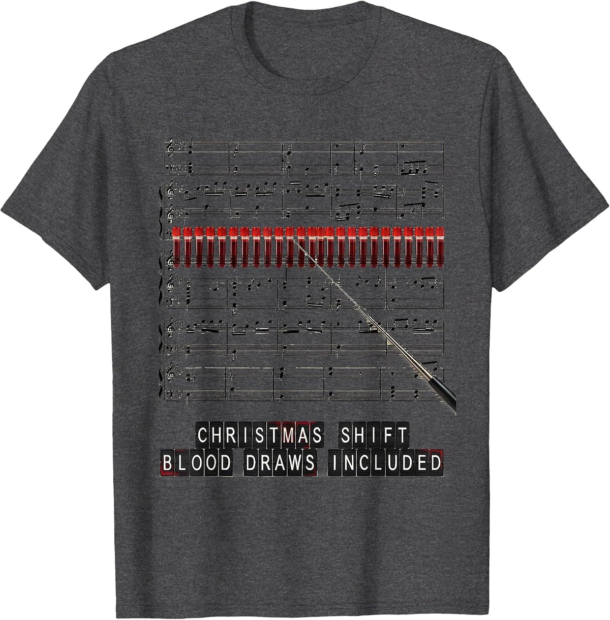 Men's Christmas Shift Blood Draws Included Phlebotomist Tech T-Shirt - Dark Heather Grey