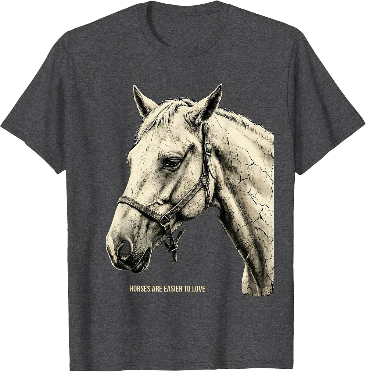 Men's Horses Are Easier To Love Funny Horse Lover Girl Boho T-Shirt - Dark Heather Grey