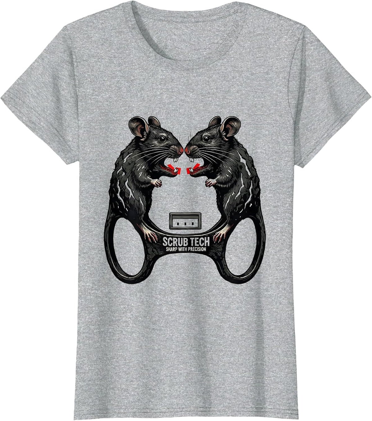 Women's Scrub Tech Sharp With Precision Surgical Technologist T-Shirt - Heather Grey