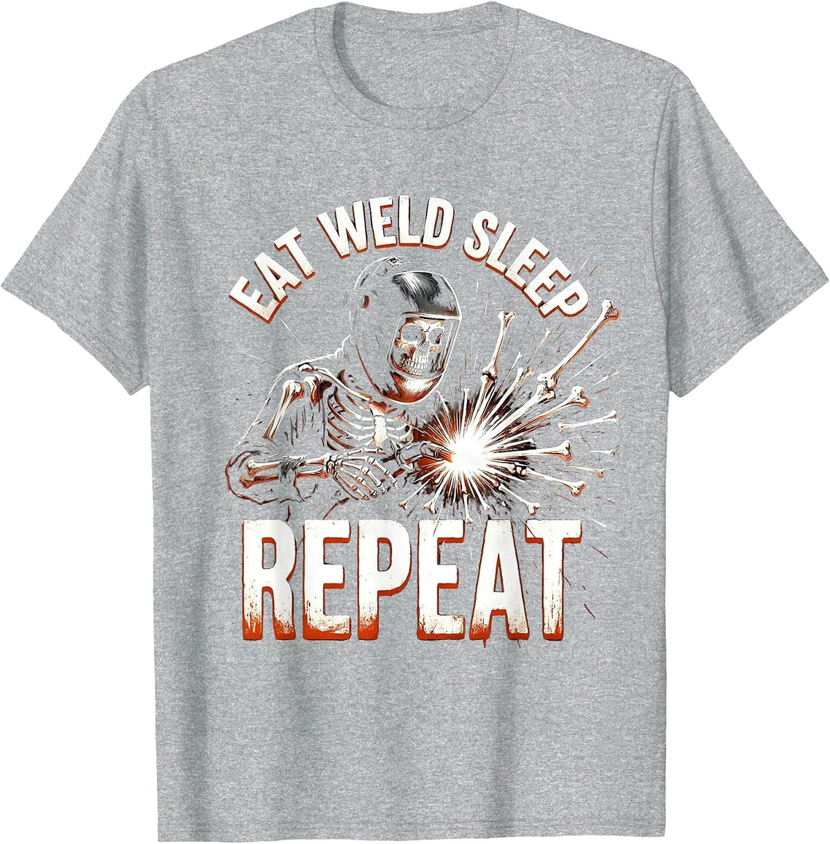 Men's Eat Weld Sleep Repeat Welder Graphic Design T-Shirt - Heather Grey