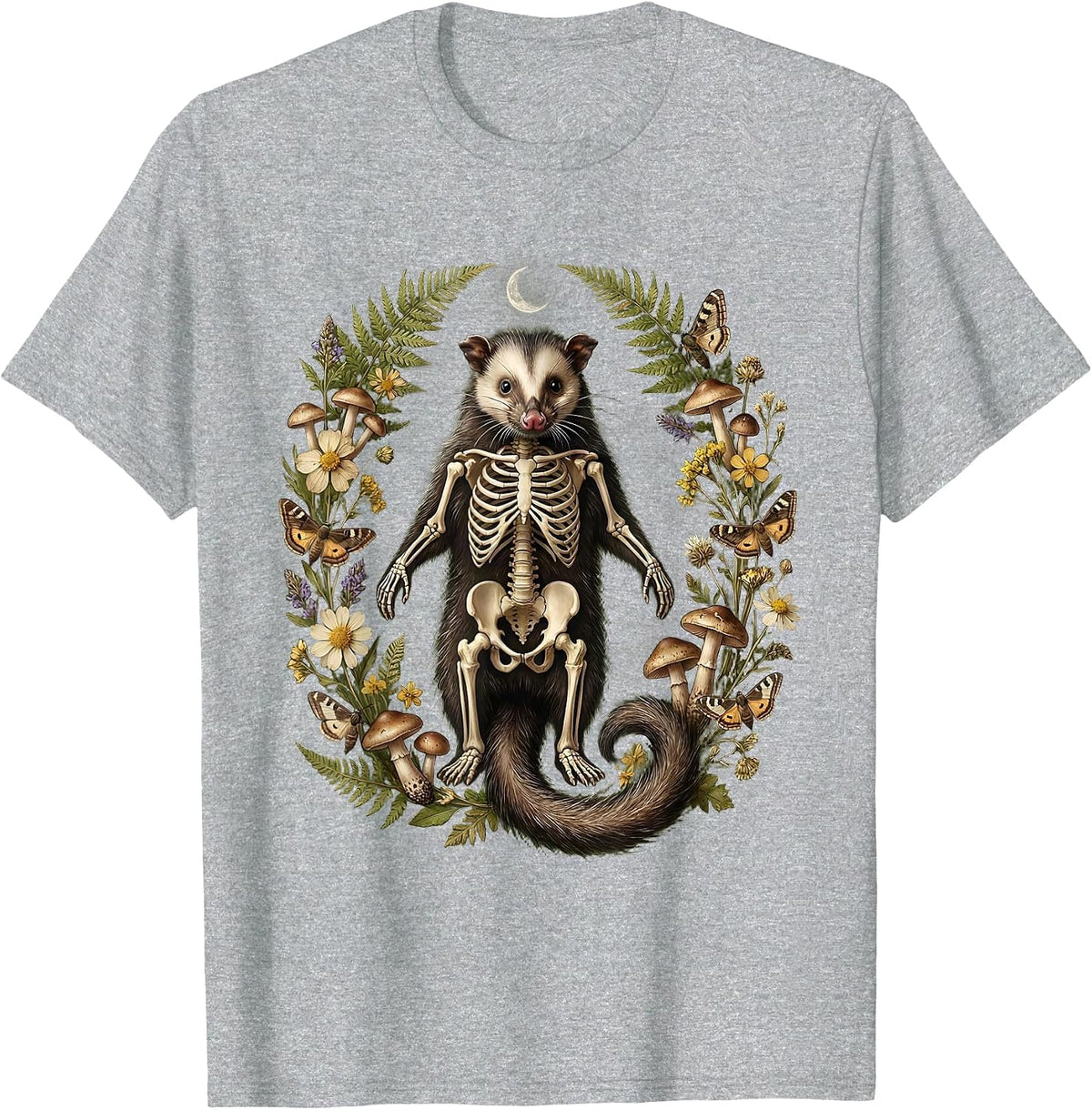 Men's Opossum Skeleton Classic Anatomy Illustration T-Shirt - Heather Grey