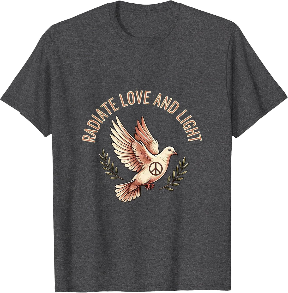 Radiate Love and Light Hippie Positive Vibes Design T-Shirt - Dark Heather Grey