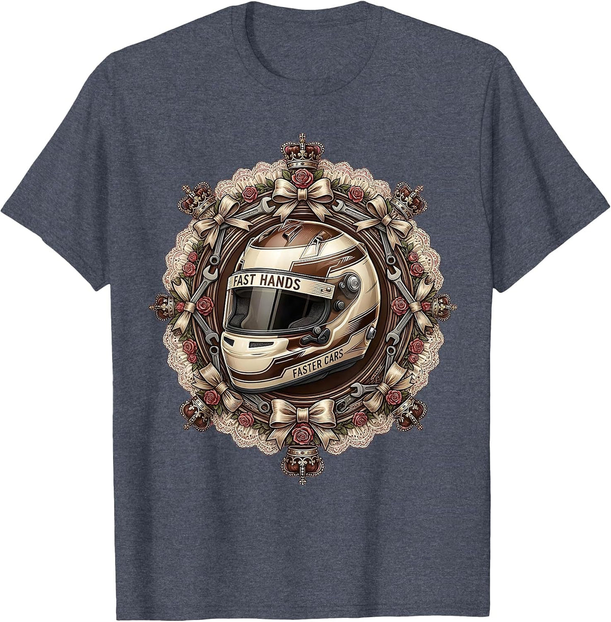 Fast Hands Faster Cars Pit Crew Racing Design T-Shirt - Heather Blue