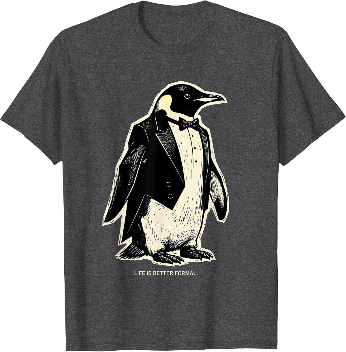 Men's Life Is Better Formal Tuxedo Graphic Design T-Shirt - Dark Heather Grey