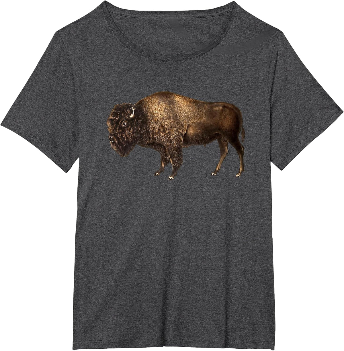 Buffalo Vintage Retro American Bison T-Shirt - Dark Heather Grey