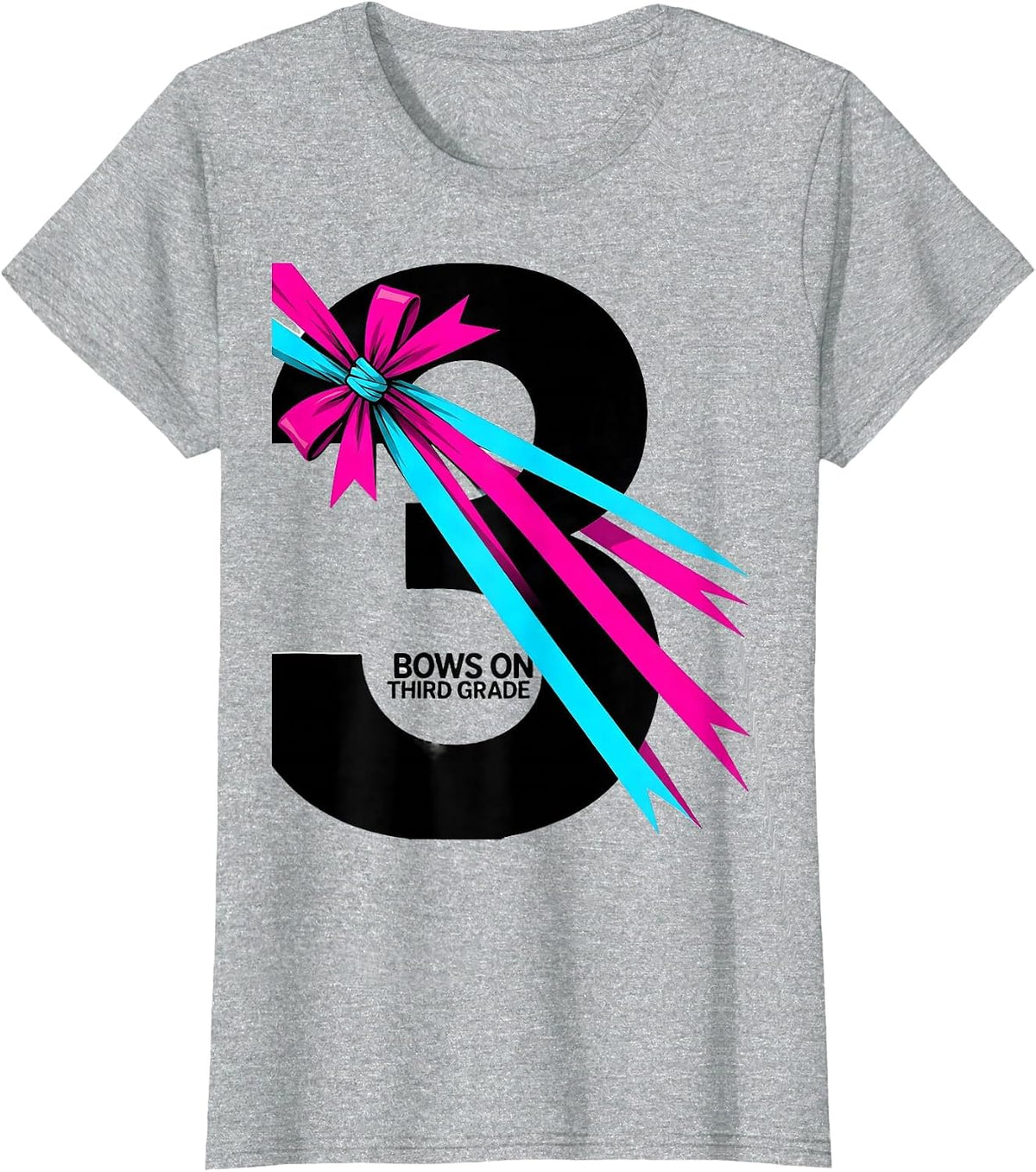 Women's Bows On Third Grade Coquette Bow Back to School Third Grade T-Shirt - Heather Grey