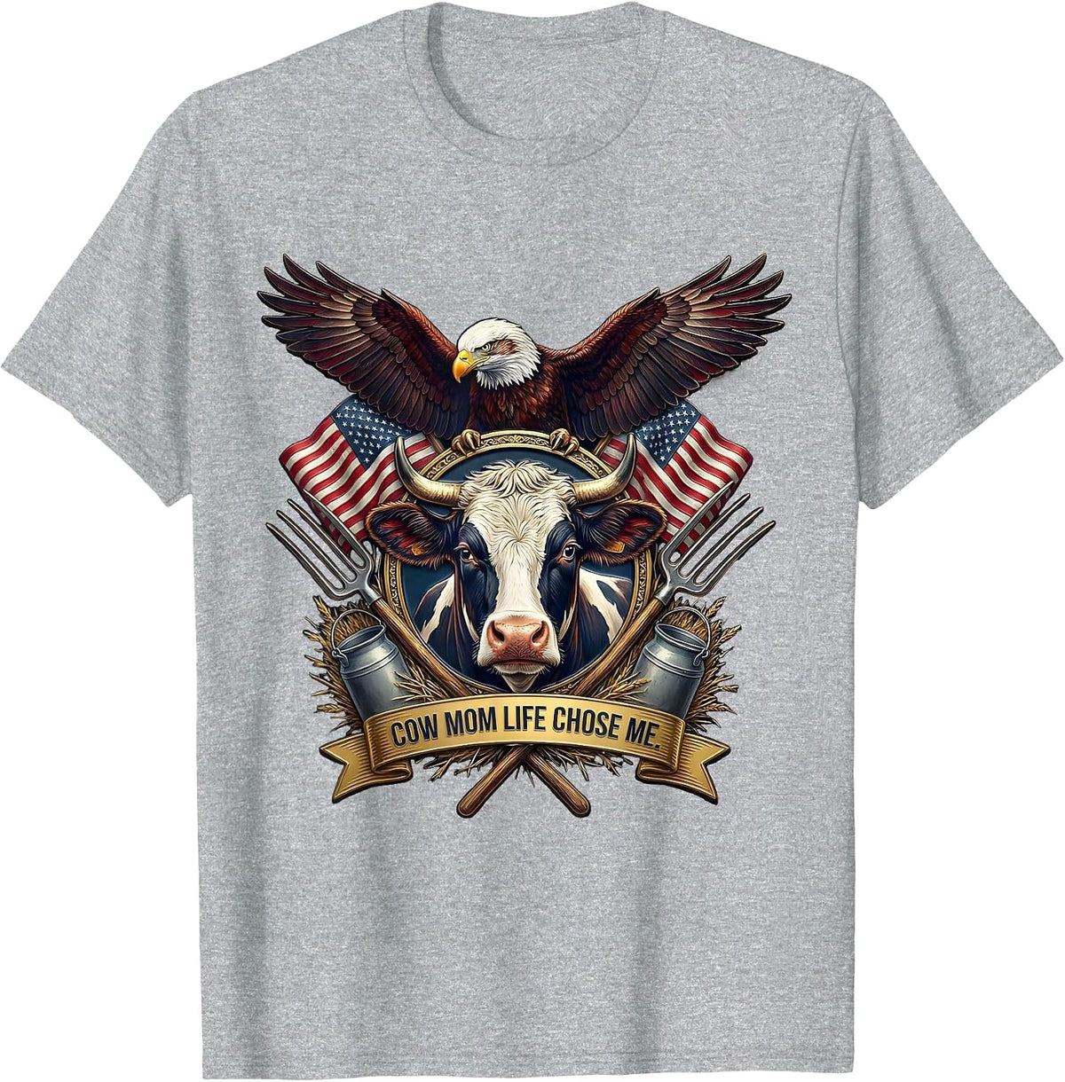 Men's Cow Mom Life Chose Me Funny Cattle Lover Design T-Shirt - Heather Grey