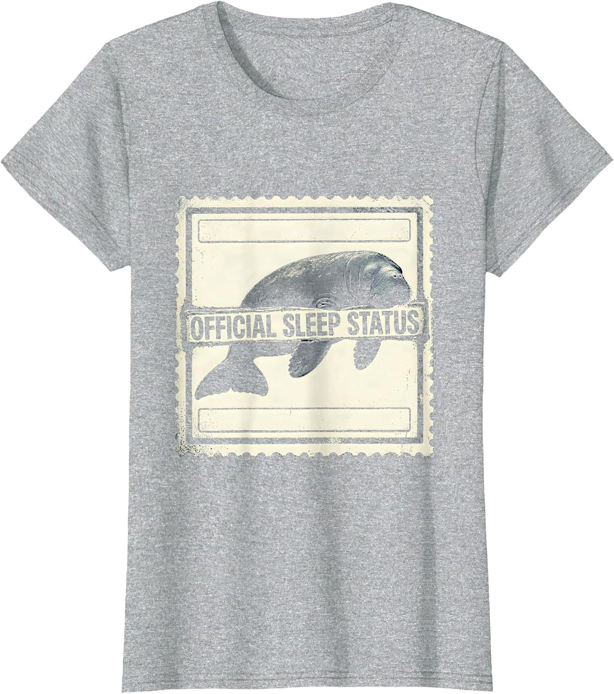 Official Sleep Status Funny Manatee Sea Cow Wildlife Humor T-Shirt - Heather Grey