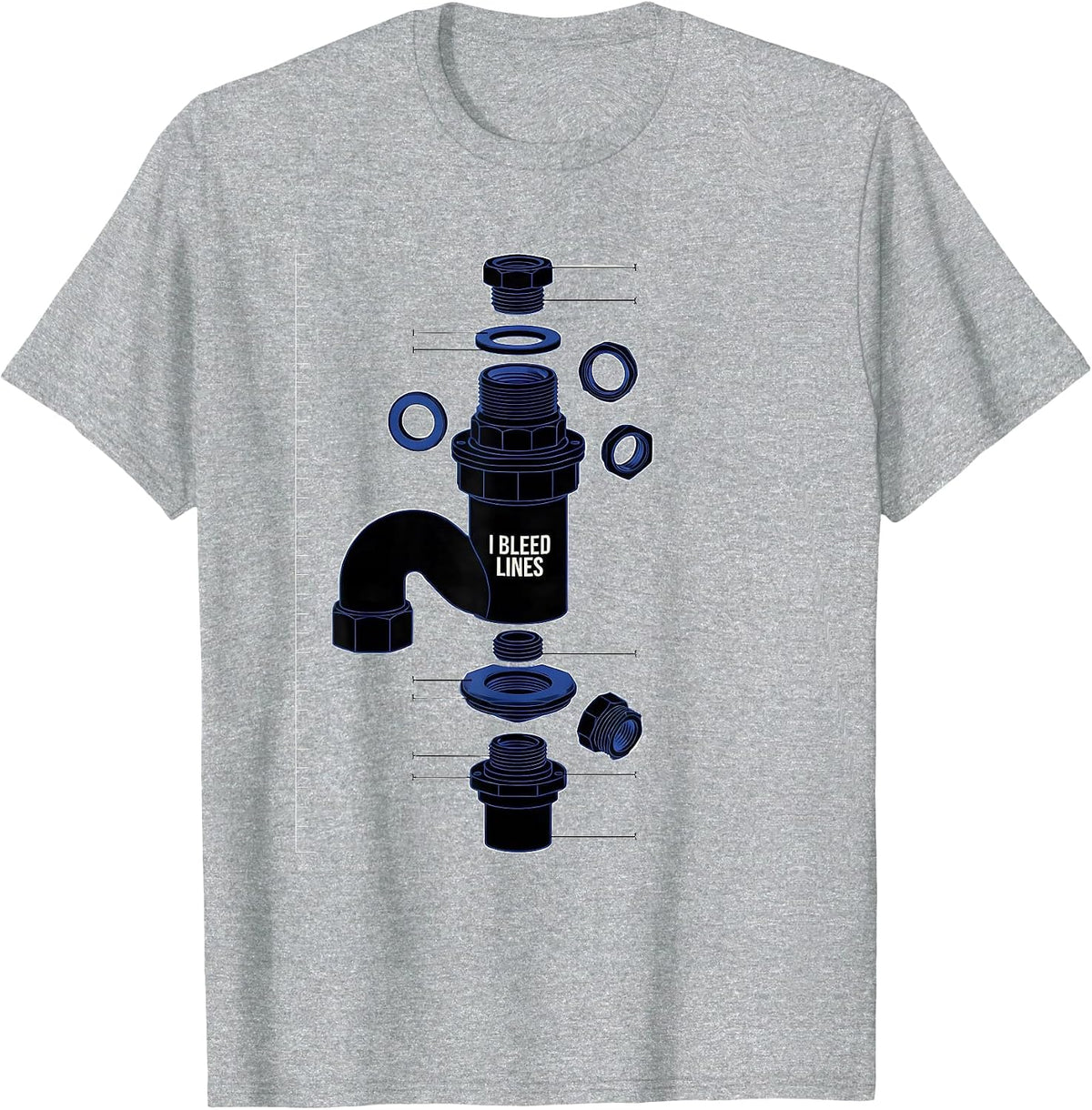 Men's I Bleed Lines Funny Plumber Pipefitter Steamfitter Dad Joke T-Shirt - Heather Grey