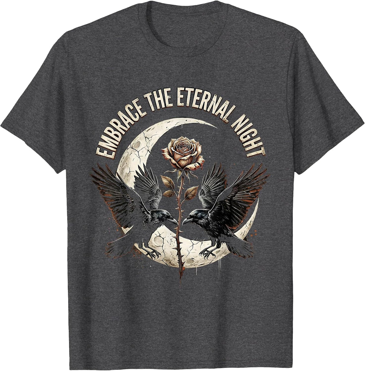 Embrace the Eternal Night Goth Dark Design T-Shirt - Dark Heather Grey