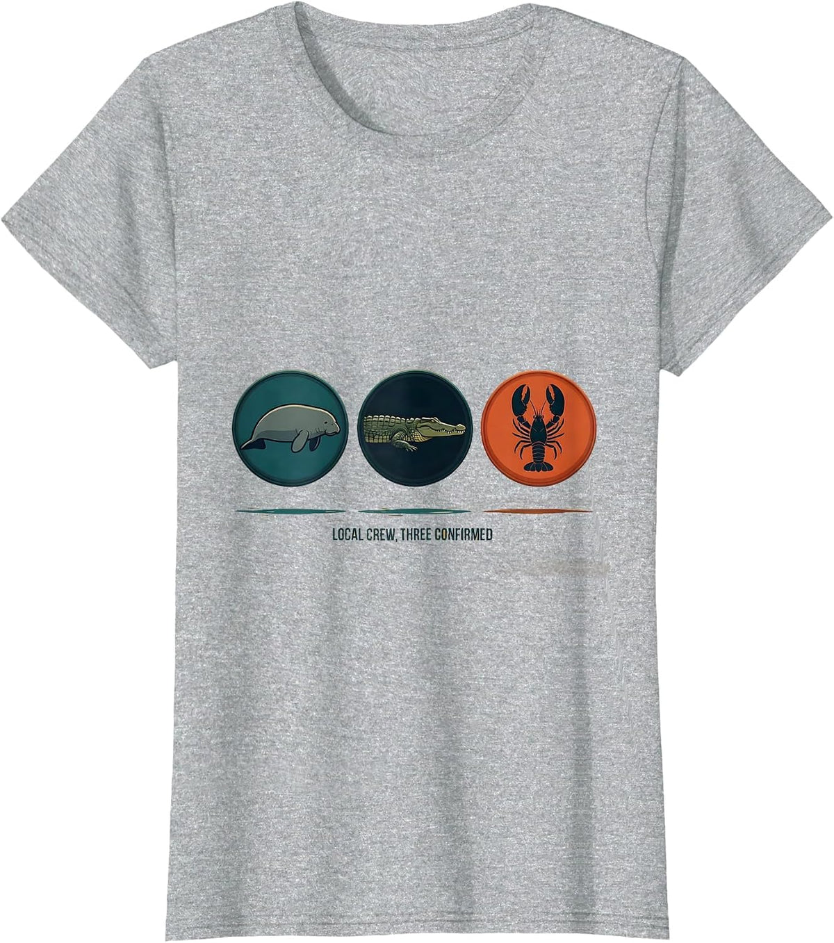 Women's Local Crew Three Confirmed Vintage Florida Manatee Alligator T-Shirt - Heather Grey