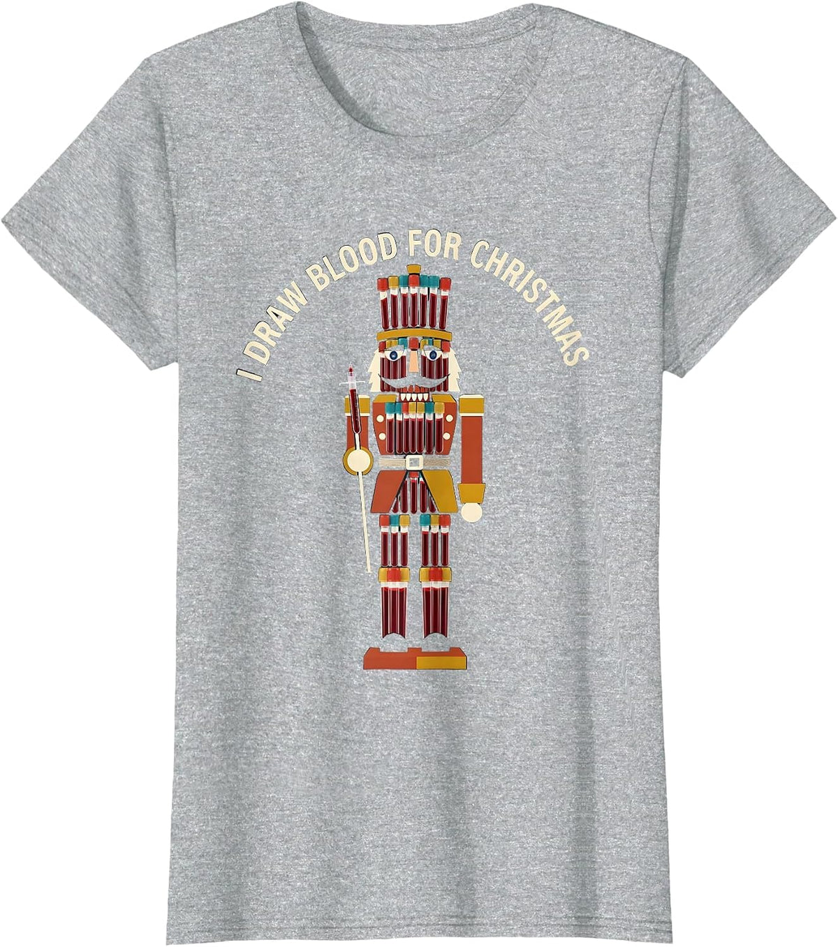 I Draw Blood For Christmas Midcentury Modern Phlebotomist T-Shirt - Heather Grey