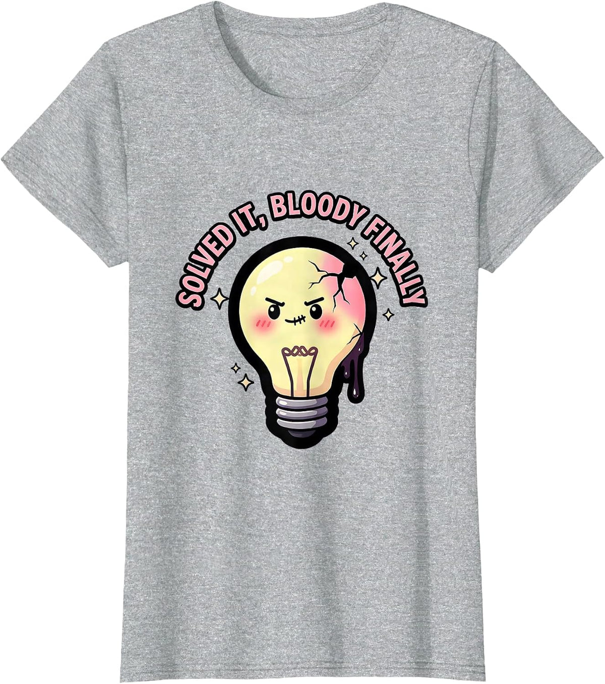 Solved It Bloody Finally Funny Problem Solved Design T-Shirt - Heather Grey